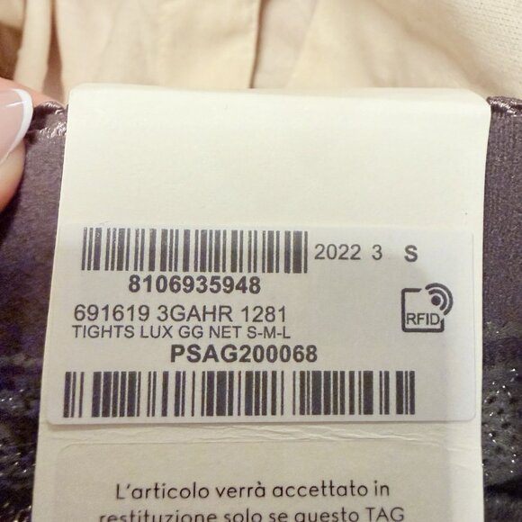 NWT Gucci Knit GG Logo Net Tights in Grey Graphite Shimmer Sz S - Picture 7 of 8